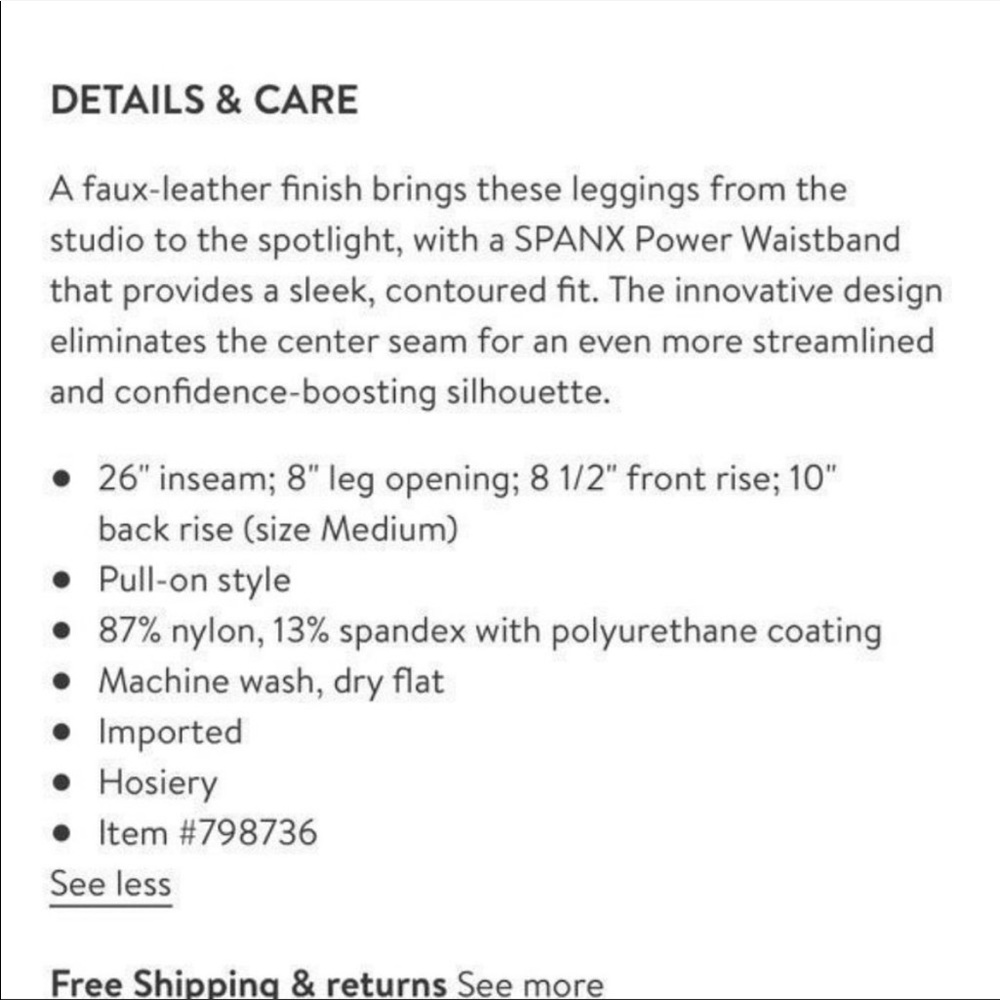 Spanx faux leather high rise leggings small - Picture 7 of 14